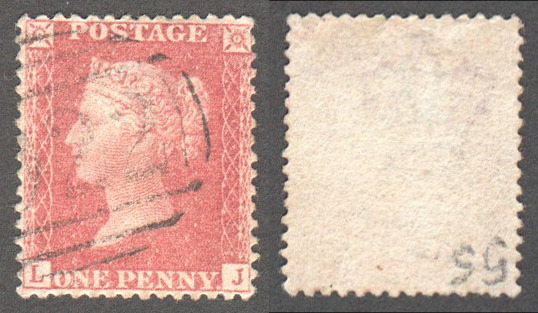 Great Britain Scott 20 Used Plate 55 - LJ (P) - Click Image to Close